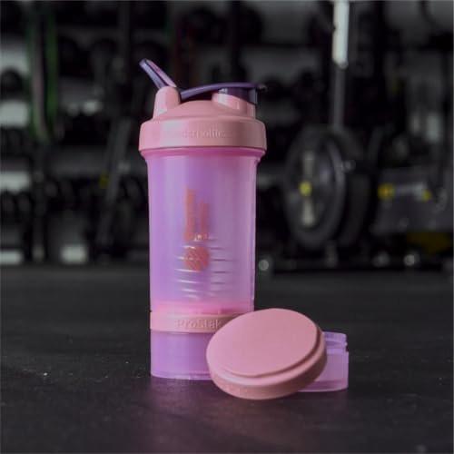 BlenderBottle Shaker Bottle with Pill Organizer and Storage for Protein Powder, Classic V2 ProStak System, 22-Ounce, Pink - görsel 3