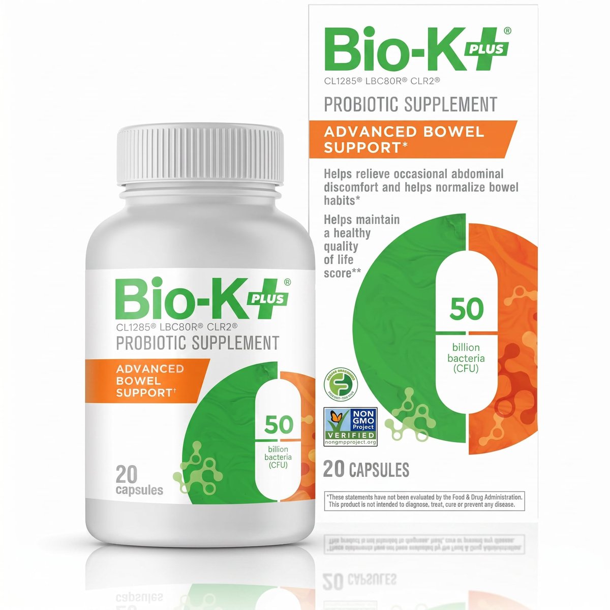 Bio-K+ Probiotic Advanced Bowel Support – 50 Billion CFU – Vegan, Gluten-Free, Non-GMO – Supports Digestive Health & Regularity – for Men & Women – 20 Probiotic Capsules - görsel 6
