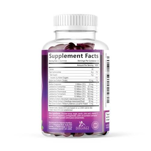Menopause Supplement Gummies - Complete Women's Probiotics Gummy Supplements - Advanced Menopause Relief for Women with Black Cohosh & Cranberry - Mild Hot Flashes & Night Sweats Support - 60 Gummies - görsel 3