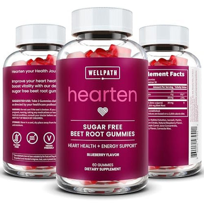 WellPath Beet Root Gummies (Sugar Free - Blueberry Flavor) 1500 mg | Beet Gummies for Blood Pressure Support | Super Nitric Oxide Gummies | Tasty Beets Chews | Antioxidants | 60 Ct