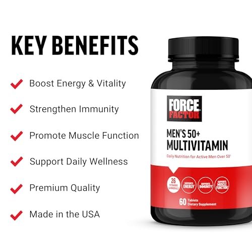 Force Factor Men’s Multivitamin 50 Plus, Multivitamin for Men with 26 Vitamins and Minerals, and Phytonutrients to Support Energy, Immunity, and Muscle Function, 60 Tablets - görsel 4