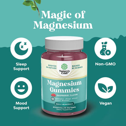 Sugar-Free Extra Strength Calm Magnesium Gummies for Adults - Relaxing Magnesium Citrate Gummies with Elemental Mag - Sleep Aid Soft Chews Raspberry Flavored - Body & Mind Relaxation - 60 Count