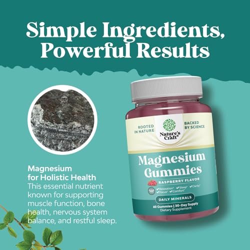 Sugar-Free Extra Strength Calm Magnesium Gummies for Adults - Relaxing Magnesium Citrate Gummies with Elemental Mag - Sleep Aid Soft Chews Raspberry Flavored - Body & Mind Relaxation - 60 Count - görsel 10