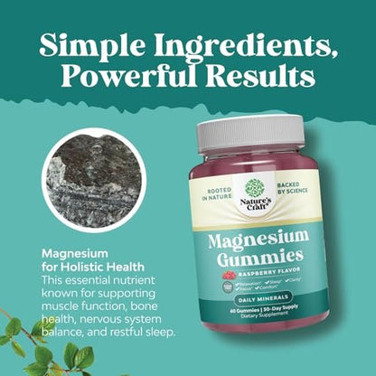 Sugar-Free Extra Strength Calm Magnesium Gummies for Adults - Relaxing Magnesium Citrate Gummies with Elemental Mag - Sleep Aid Soft Chews Raspberry Flavored - Body & Mind Relaxation - 60 Count