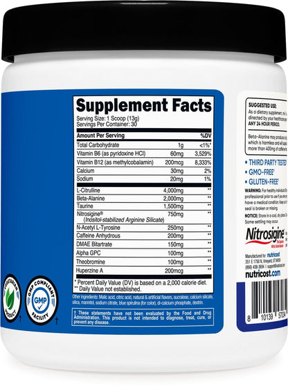 Nutricost Pre-Workout Complex Powder (30 – Flavor: Blue Raspberry – Image 8