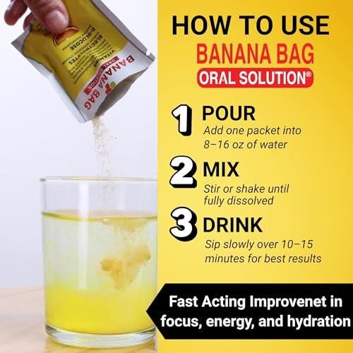 Banana Bag Oral Solution Packets – Variety Pack 6pk | A Refreshing Blend of Electrolytes, Vitamin C, and B-Complex | Crafted for Hydration and a Daily Boost Anytime—at Home, Work, or on the Go - görsel 7