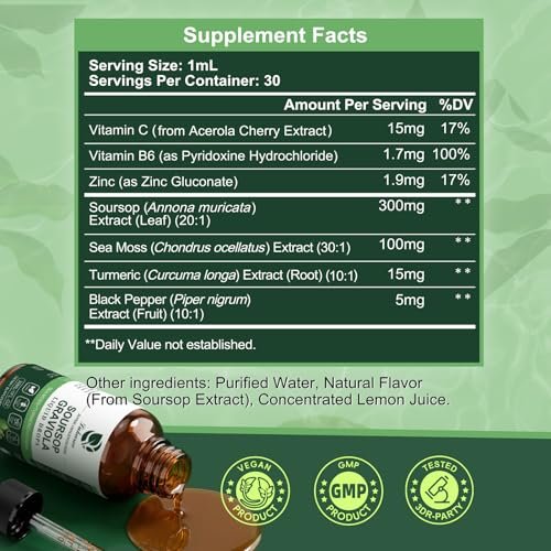 (2 Pack) Soursop Graviola Leaf Extract Liquid Drop Plus Pure Botanical Sea Moss for Cell Support & Regeneration, Immunity and Gut Health, Soursop Bitters Liquid丨Full Texture, Natural Flavor, 1 Fl Oz - görsel 15
