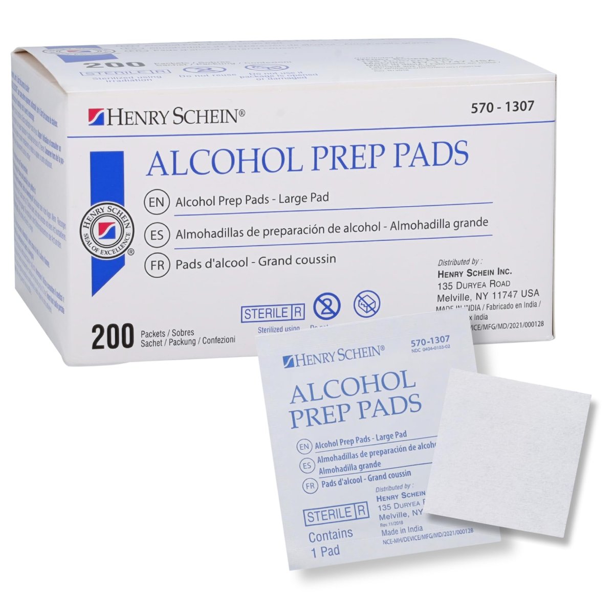 Henry Schein Large Alcohol Prep Pads (200/Box) - 70% Isopropyl Alcohol Wipes, Individually Wrapped - 2 ply, Textured - Skin Prep Alcohols Swabs - Sterile Pads - görsel 12