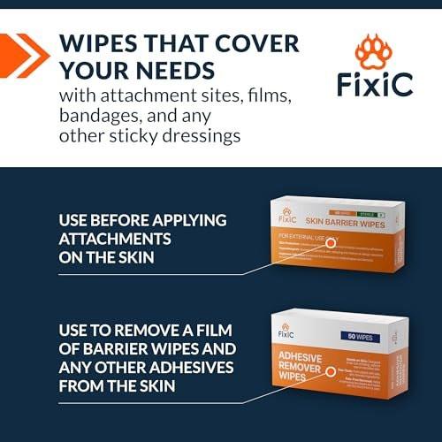 Fixic Skin Barrier Wipes - 50 PCS - Premium Skin Prep Protective Wipes - Skin Adhesive Wipes to Create the Barrier between Skin and Attachments - Skin Glue Wipes to Increase the Adhesive Tape Effect! - görsel 4