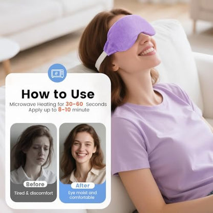 Heated Eye Mask for Dry Eyes, Steam Warm Compress for Stye Eye Treatment, Relieve, Hot Compress, Moist Heat Mask for Blepharitis (Lavender)
