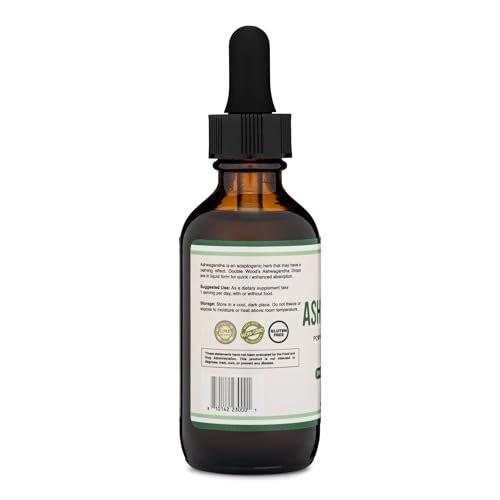 Ashwagandha Organic Drops for Stress Relief (1,200mg, 60 Servings) Ashwagandha Tincture for Adrenal Support and Cortisol Manager (Vegan Safe, Gluten Free, Non-GMO) by Double Wood - görsel 6