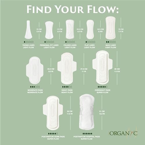Organyc - 100% Certified Organic Cotton Inside and Out Feminine Pads, Sanitary Napkin 40 Count, Moderate Flow, Regular Absorbency, New Larger Size Packaging - görsel 9