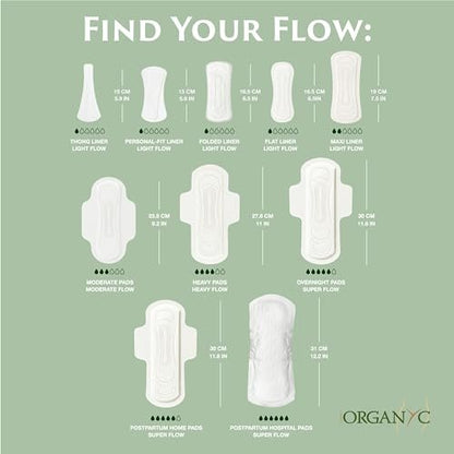 Organyc - 100% Certified Organic Cotton Inside and Out Feminine Pads, Sanitary Napkin 40 Count, Moderate Flow, Regular Absorbency, New Larger Size Packaging