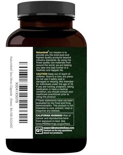 NatureBell 3-in-1 Sea Moss - 240 Vegetarian Capsules - Sea Moss Complex with Organic Bladderwrack & Organic Burdock Root - Healthy Digestion, Vitality & Immune Support* - görsel 12
