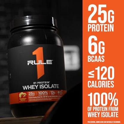 Rule 1 Proteins R1 Protein Whey Isolate - with 25g Protein & 6g BCAA Exclusively from Isolated & Hydrolyzed Sources for Workout Recovery (1 Pound, Chocolate Fudge)