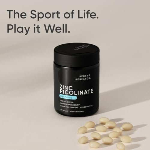 Sports Research High Potency Zinc Picolinate 30mg with Organic Coconut Oil | Highly Absorbable Zinc Supplement for Healthy Immune & Enzyme Function - Non-GMO Tested & Gluten-Free (180 Liquid Softgels) - görsel 14