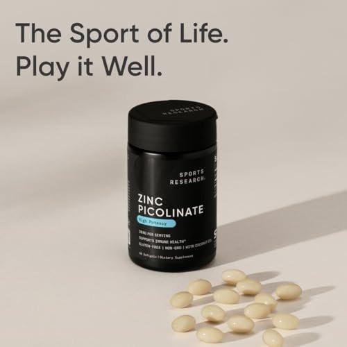 Sports Research High Potency Zinc Picolinate 30mg with Organic Coconut Oil | Highly Absorbable Zinc Supplement for Healthy Immune & Enzyme Function - Non-GMO Tested & Gluten-Free (90 Liquid Softgels) - görsel 4