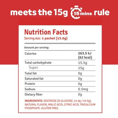Fast Acting Glucose Powder Packets, Strawberry – Instant Dissolve, No Water Needed | 15g Pure Dextrose | Waterproof SlimPaks | Made in USA | Gluten-Free (Pack of 12)