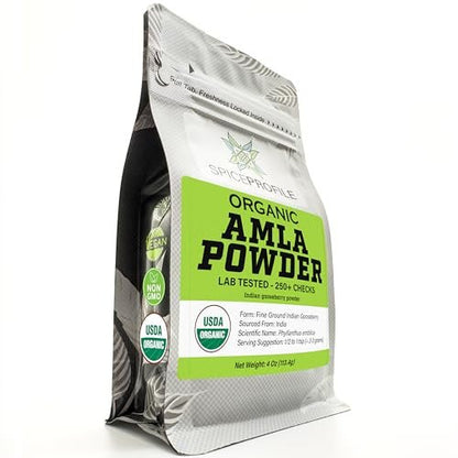 Spice Profile USDA Organic Amla Powder, Lab Tested for Heavy Metals, Resealable 4oz Pouch, Amalaki, Grosella Espinosa India