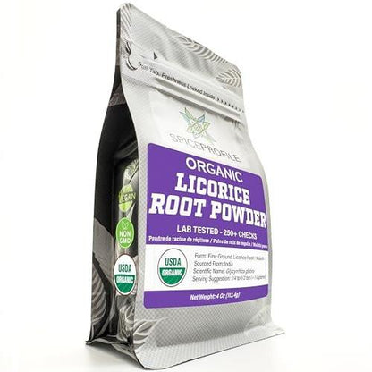 Spice Profile USDA Organic Licorice Root Powder, Lab Tested for Heavy Metals, Resealable 4oz Pouch, Mulethi, Regaliz en Polvo
