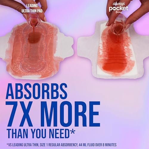 Always Pocket Feminine Pads with FlexFoam, Size 2, Heavy Flow, with Wings, Unscented, 60 Count (3 Packs of 20) - görsel 10