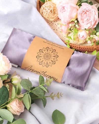Weighted Eye Mask for Sleep, Yoga, Meditation, Lavender Eye Pillow Heated for Headache, Sinus, Dry Eyes Relief, Moist Heat Mask Purple Relaxation Gifts for Women (Purple&Lilac) - görsel 12