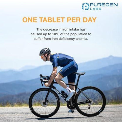 Puregen Labs Iron 65mg - High Potency Iron Supplement | No Artificial Color Additives - Total 400 Tablets
