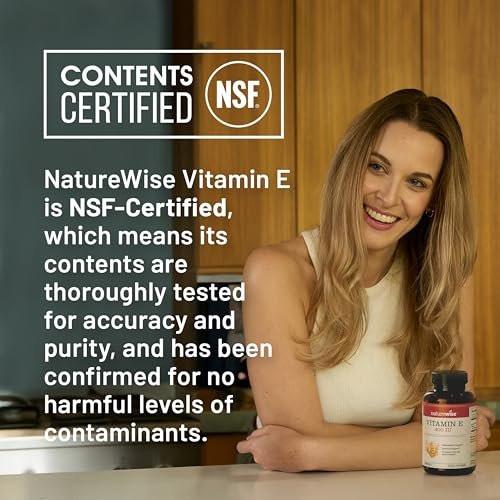 NatureWise Vitamin E 400 IU Softgels (180mg DL-Alpha) - Dairy, Gluten, and Soy Free, Non-GMO Antioxidant Dietary Supplement for Skin, Heart, Eye, and Immune Health Support - 200 Count - görsel 16