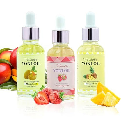 Wovarkie 3 Packs Yoni Oil for Women, 100% Natural Feminine Oil Intimate Deodorant for Women, Eliminates Odor and Ph Balanced, Feminine Serum Made with Pure Natural Essential Oils (1 fl oz/30 ml)