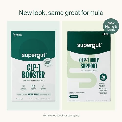Supergut GLP1 Daily Support - High Fiber GLP-1 Supplement Powder for Women & Men - Sugar-Free Drink Mix for Gut Health (15 Servings) - görsel 17