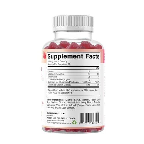 Vitamatic Chromium Picolinate 1000 mcg - 90 Gummies - High Potency Chromium - Raspberry Flavor - görsel 15