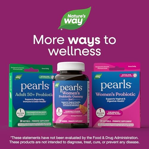 Nature's Way Pearls Probiotic Women's Gummy 3-in-1, Reduces Occasional Bloating*, Supports Digestive & Vaginal Health*, Gluten Free, Orange Flavored, 60 Gummies (Packaging May Vary) - görsel 4