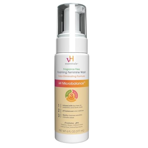 vH essentials Foaming Feminine Wash - Fragrance Free - pH Balanced, Hypoallergenic, Prebiotics, Natural Botanical Extracts and Vitamins - Odor Eliminating Formula - 6 Fl Oz - görsel 8