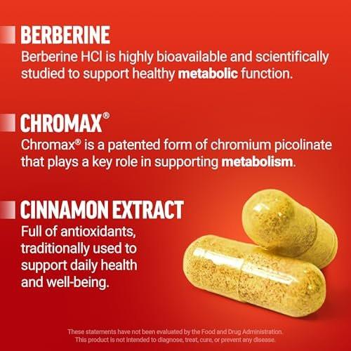 Force Factor Ultra Berberine, Berberine Supplement with 500mg Berberine HCl Plus Chromium & Cinnamon Bark Extract to Support Metabolism & Daily Wellness, Non-GMO, Gluten Free, 60 Vegetable Capsules - görsel 11