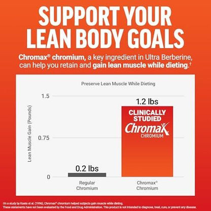 Force Factor Ultra Berberine, Berberine Supplement with 500mg Berberine HCl Plus Chromium & Cinnamon Bark Extract to Support Metabolism & Daily Wellness, Non-GMO, Gluten Free, 60 Vegetable Capsules