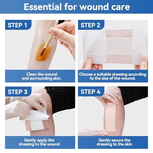 Niceful Silicone Super Absorbent Wound Dressing - 4"×8" Large Absorbant Bandages with Adhesive Borders, FSA HSA Eligible, Wound Care Dressings for Bed Sores Leg Ulcers - görsel 12