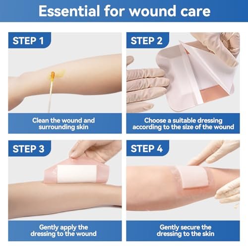 Niceful Silicone Super Absorbent Wound Dressing - 4"×8" Large Absorbant Bandages with Adhesive Borders, FSA HSA Eligible, Wound Care Dressings for Bed Sores Leg Ulcers - görsel 13