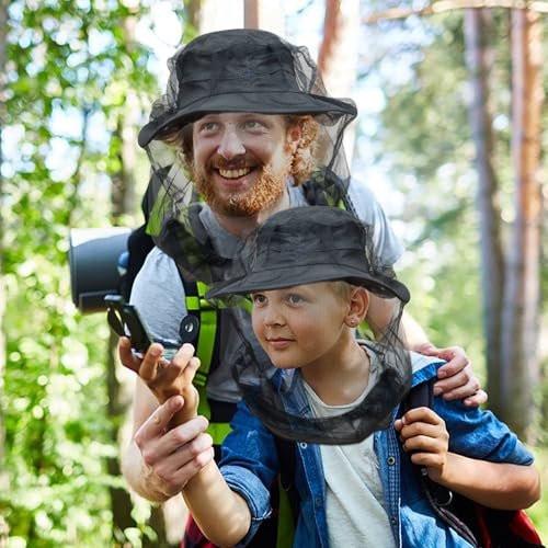 South to East Premium Mosquito Head Net for Insect, 4 Pack, Fly & Bug Protection | Ultra Large & Long, Extra Fine Holes for Camping, Hiking, Fishing, Gardening, Safari, Fits All Hats for Men & Women - görsel 4