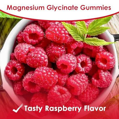 Magnesium Glycinate Gummies 500mg | Relaxation Calm Magnesium Gummies | Sugar-Free | Non-GMO | Gluten-Free | Vegan-Friendly for Adults & Kids (60 Raspberry Gummies)