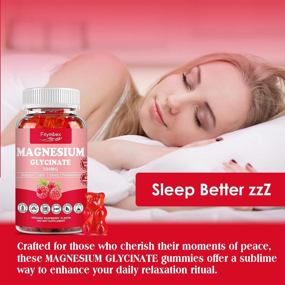 Magnesium Glycinate Gummies 500mg | Relaxation Calm Magnesium Gummies | Sugar-Free | Non-GMO | Gluten-Free | Vegan-Friendly for Adults & Kids (60 Raspberry Gummies) - görsel 12