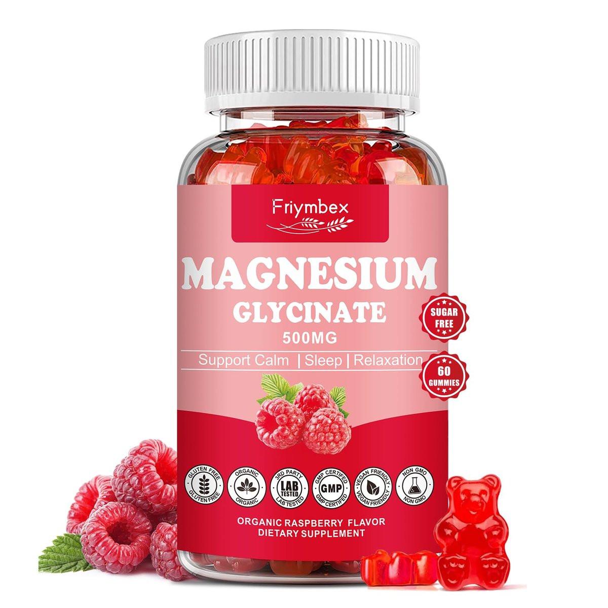 Magnesium Glycinate Gummies 500mg | Relaxation Calm Magnesium Gummies | Sugar-Free | Non-GMO | Gluten-Free | Vegan-Friendly for Adults & Kids (60 Raspberry Gummies) - görsel 2
