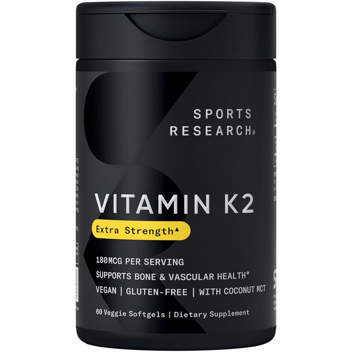 Sports Research® Extra Strength Vitamin K2 as MK-7 180mcg with Coconut MCT Oil - 60 Veggie Softgels - Vegan Certified, Non-GMO Verified & Gluten-Free - görsel 5
