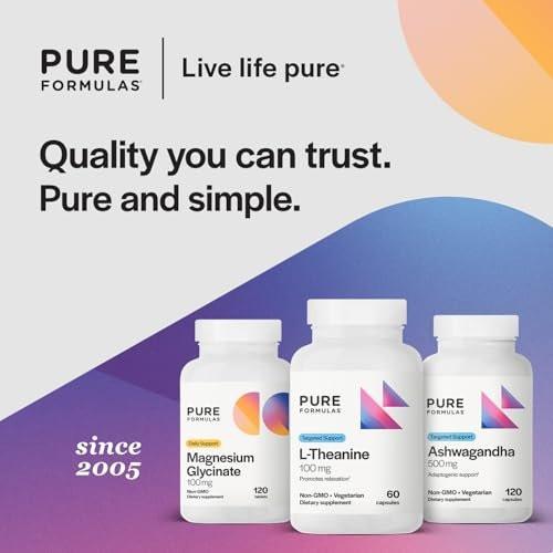 PureFormulas L Theanine Supplement 100 mg - Supports Stress Levels, Relaxed State, Mood, Sleep, Dairy Free, Soy Free, Non-GMO - 60 Vegetarian Capsules - görsel 7