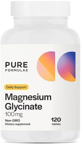 PureFormulas Magnesium Glycinate 100 mg Daily Support for Stress, Nerves, Sleep, Muscles, Metabolism Pure Magnesium Glycinate Supplement for Women and Men Magnesio Non-GMO 120 Tablets - görsel 2