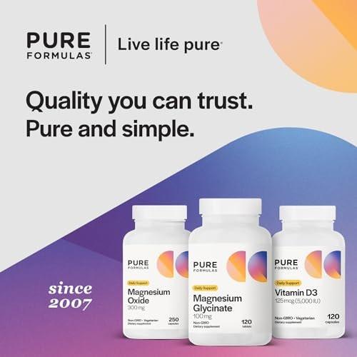 PureFormulas Magnesium Glycinate 100 mg Daily Support for Stress, Nerves, Sleep, Muscles, Metabolism Pure Magnesium Glycinate Supplement for Women and Men Magnesio Non-GMO 120 Tablets - görsel 12