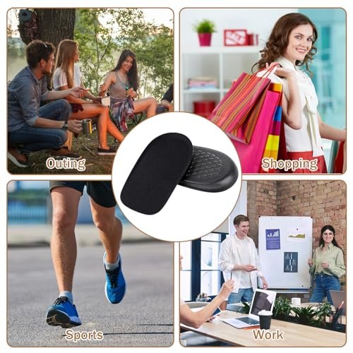 1/2 Inch Heel Lifts for Leg Length Discrepancy Gel Height Increasing Insoles Soft Shoe Lifts for Women Men Uneven Legs Comfort Half Foot Insoles for Heel Pain, Black - görsel 11
