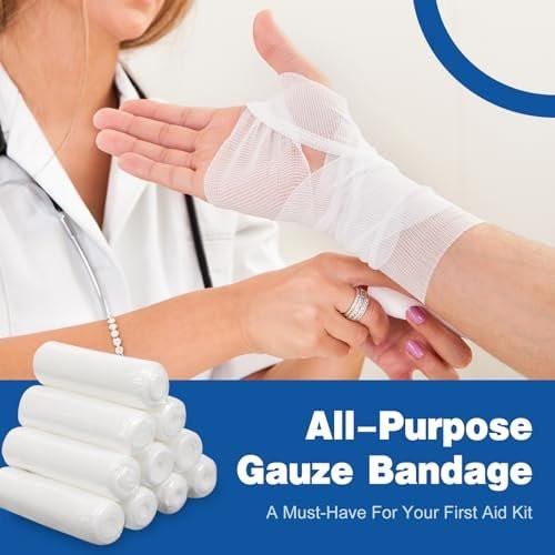 AZEN 50 Pack Gauze Rolls Bandages, 3 in x 4.1 Yards, Premium Medical Supplies & First Aid Supplies, Bandage Wrap Vet Wrap - görsel 3