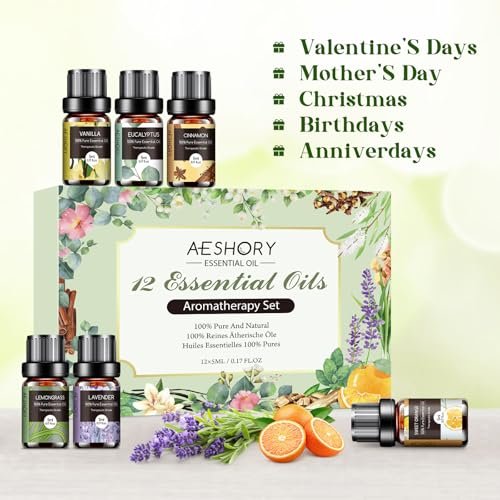 Essential Oils Set - 12 Pcs Organic Aromatherapy Essential Oil Kit for Diffuser, Humidifier, Aromatherapy, Massage, Soap, Candle Making (5mL) - görsel 9