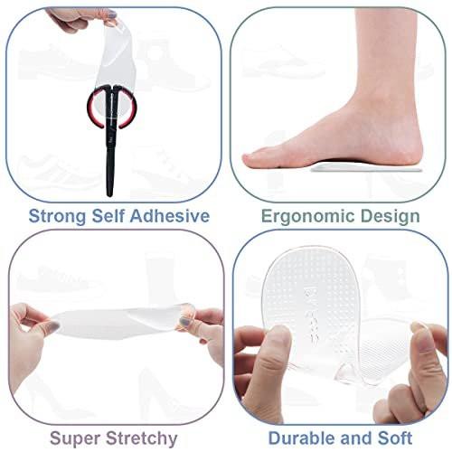Dr.Foot Arch Support Shoe Inserts for Plantar Fasciitis Relief, Self-Adhesive Arch Pads Heel Cushion for Flats, Heel Pain, Gel Arch Insoles for Men and Women 2 Pairs (Large, Transparent) - görsel 3