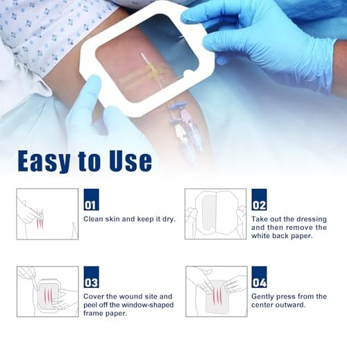 Ceeport Transparent Film Dressing 6'' x 8'', 20 Packs Waterproof Wound Bandage Adhesive Patches, Wound Cover Patches for Post Surgical Shower, IV Shield, Tattoo Aftercare Bandage - görsel 5